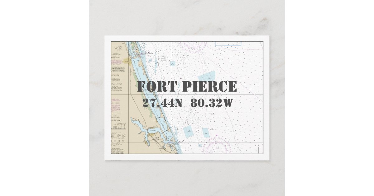Fort Pierce FL Nautical Chart Latitude Longitude Postcard Zazzle