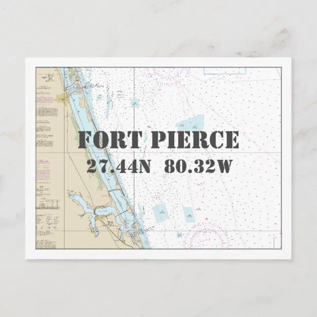 Fort Pierce FL Nautical Chart Latitude Longitude Postcard Zazzle