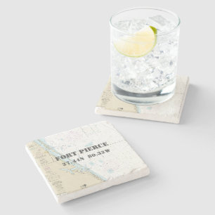 Fort Pierce Florida Authentic Nautical Chart ⚓🏝️ Stone Coaster