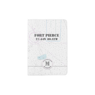 Fort Pierce Monogram Nautical Chart Passport Holder