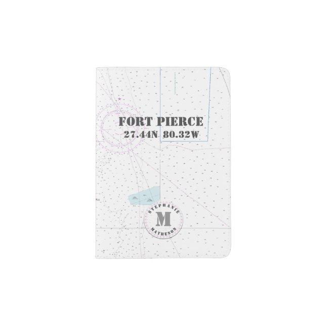 Fort Pierce Monogram Nautical Chart Passport Holder (Front)
