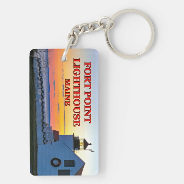 Fort Point Lighthouse, Maine Keychain (Back)