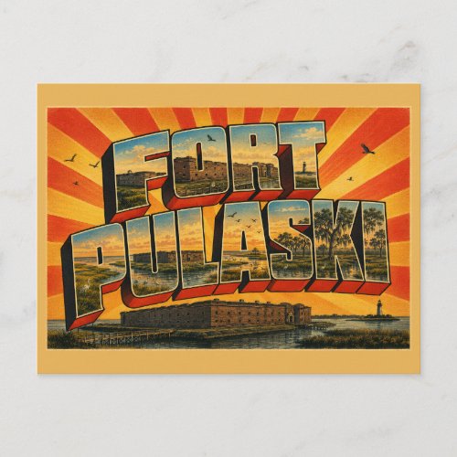 Fort Pulaski Georgia Marsh River Fortress Art Postcard