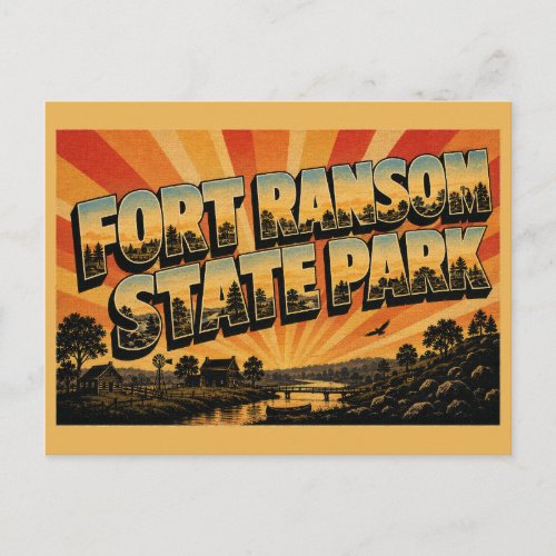 Fort Ransom State Park ND River Valley Farm Art Postcard