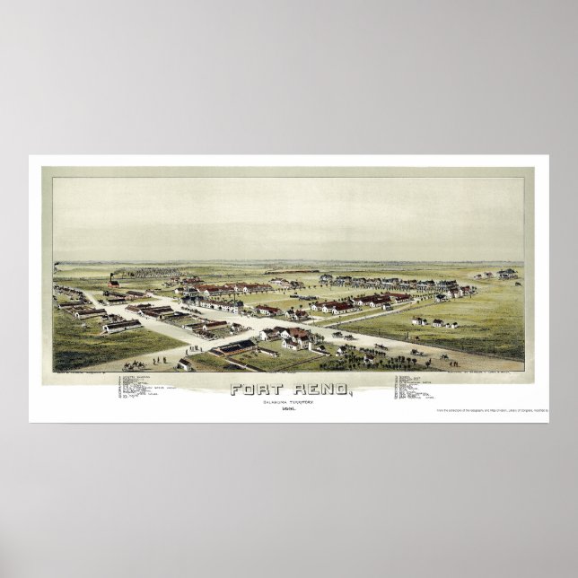 Fort Reno, OK Panoramic Map - 1891 Poster (Front)