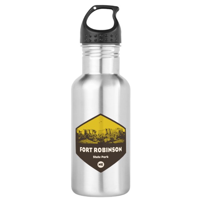 Fort Robinson State Park Nebraska Stainless Steel Water Bottle (Front)