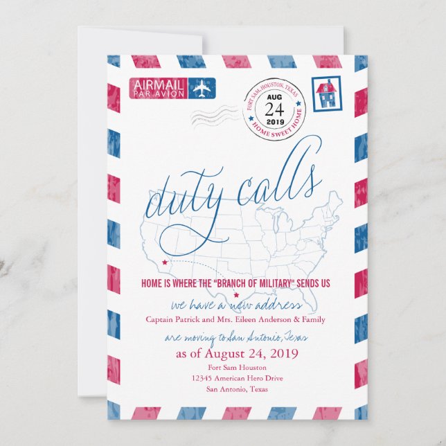 Fort Sam Houston Military Moving Announcement (Front)