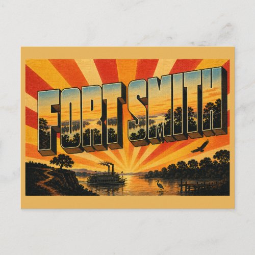 Fort Smith Oklahoma River Bluff Forest Art Postcard