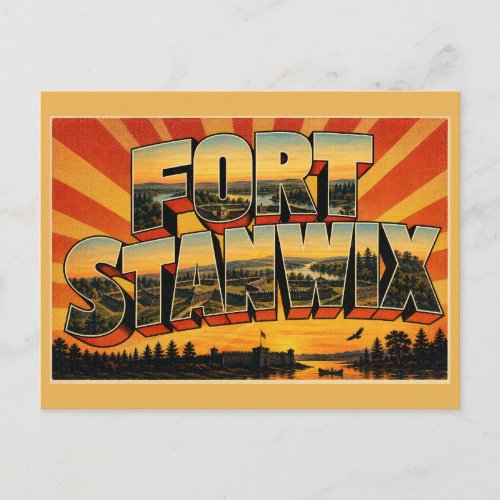 Fort Stanwix New York Star Fort River Art Postcard