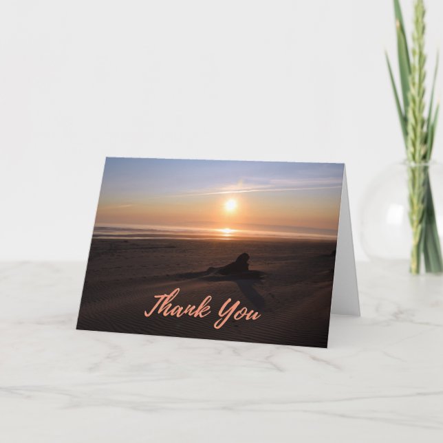 Fort Stevens Beach at Sunset Photo Thank You Card (Front)