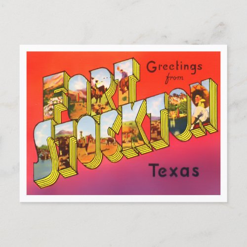 Fort Stockton Texas Vintage Big Letters Postcard