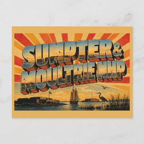 Fort Sumter and Moultrie NHP SC Harbor Art Postcard