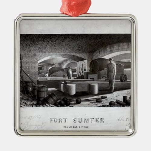 Fort Sumter Interior View of Three Gun Battery Metal Ornament
