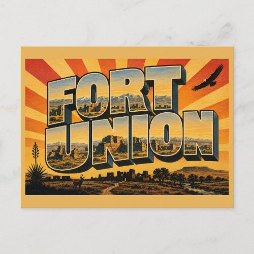 Fort Union New Mexico Prairie Ruins Mountains Art Postcard