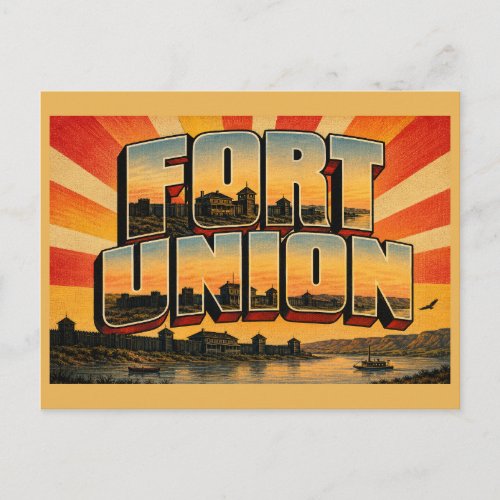 Fort Union North Dakota Missouri River Prairie Art Postcard