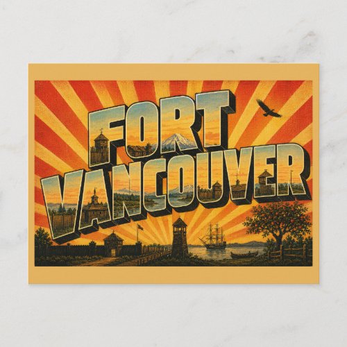 Fort Vancouver WA Columbia River Mount Hood Art Postcard