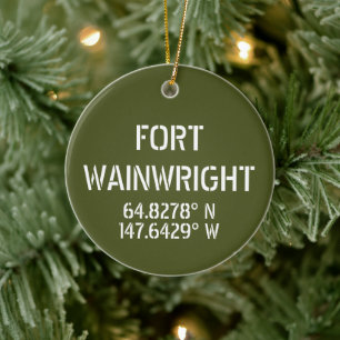 Fort Wainwright Latitude Longitude Personalized Ceramic Ornament
