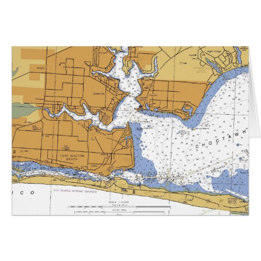 Fort Walton Beach, FL Nautical Chart Cards (Front Horizontal)