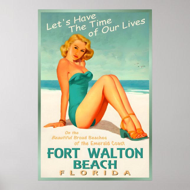 Fort Walton Beach Florida Emerald Coast Pin U Poster (Front)