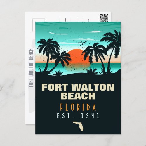 Fort Walton Beach Florida Retro Sunset Souvenirs Postcard