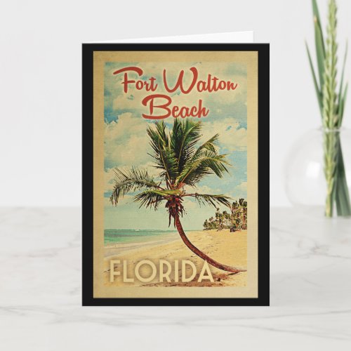 Fort Walton Beach Palm Tree Vintage Travel Card