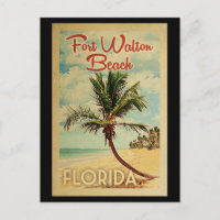 Fort Walton Beach Palm Tree Vintage Travel
