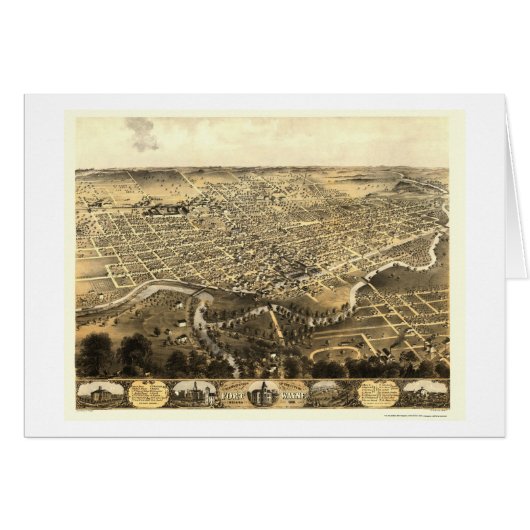 Fort Wayne, IN Panoramic Map - 1868 Cards (Front Horizontal)