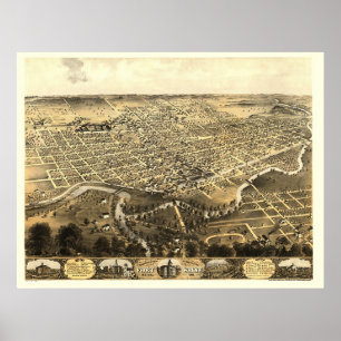 Fort Wayne, IN Panoramic Map - 1868 Poster