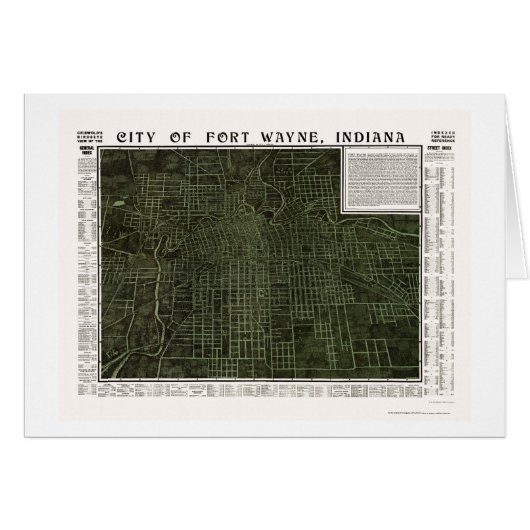 Fort Wayne, IN Panoramic Map - 1907 Cards (Front Horizontal)