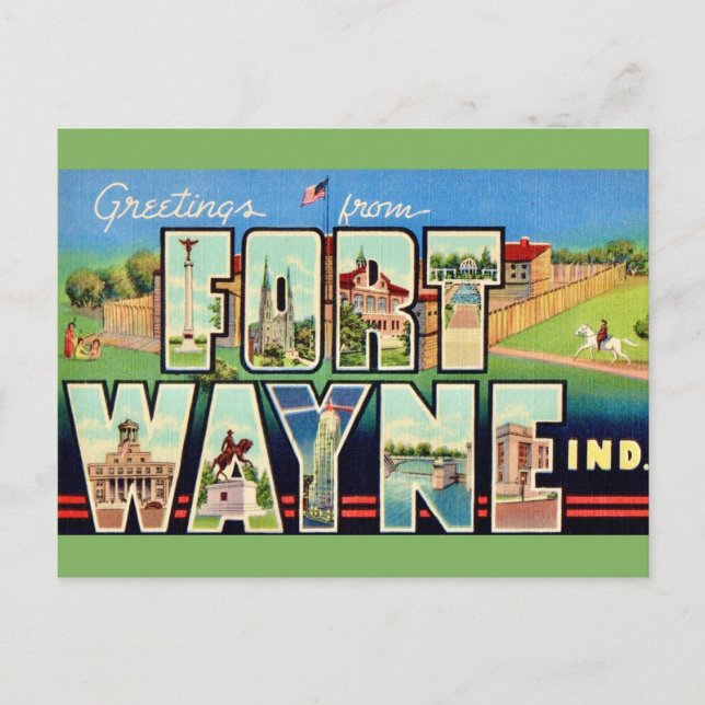 Fort Wayne IN Vintage Postcard (Front)