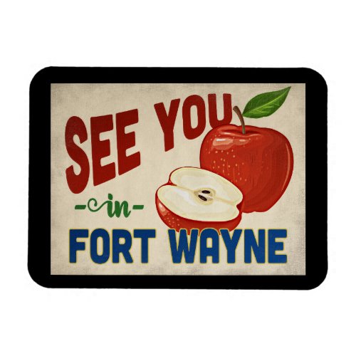 Fort Wayne Indiana Apple _ Vintage Travel Magnet