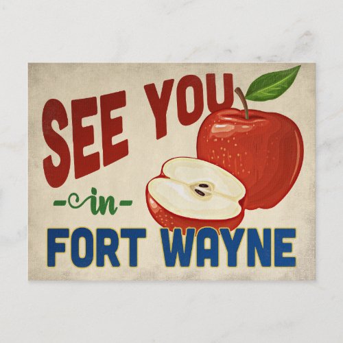 Fort Wayne Indiana Apple _ Vintage Travel Postcard