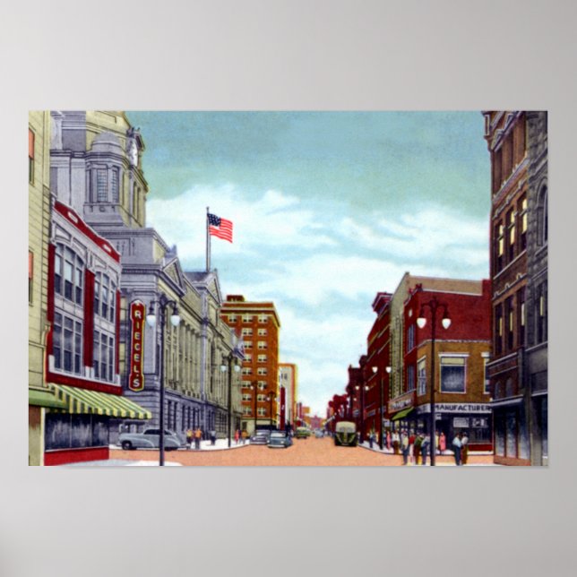 Fort Wayne Indiana Calhoun Street Poster (Front)