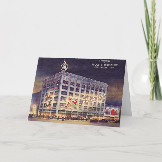 Fort Wayne Indiana Department Store at Christmas Holiday Card (Front)