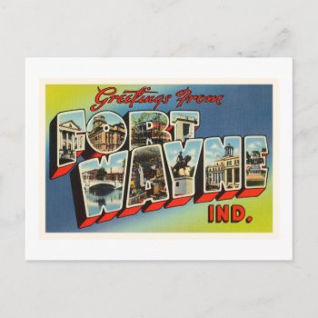 Fort Wayne Indiana In Old Vintage Travel Souvenir Postcard by AmericanTravelogue at Zazzle