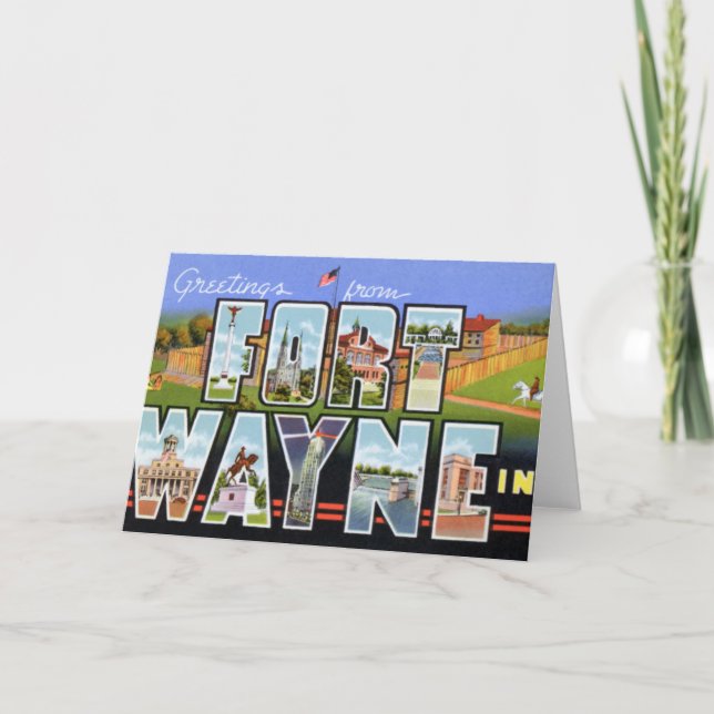 Fort Wayne Indiana Large Letter Greetings Card (Front)