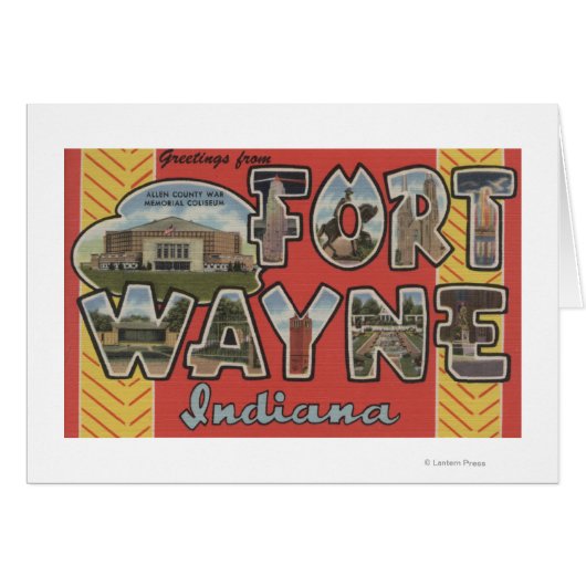 Fort Wayne, Indiana - Large Letter Scenes Cards (Front Horizontal)
