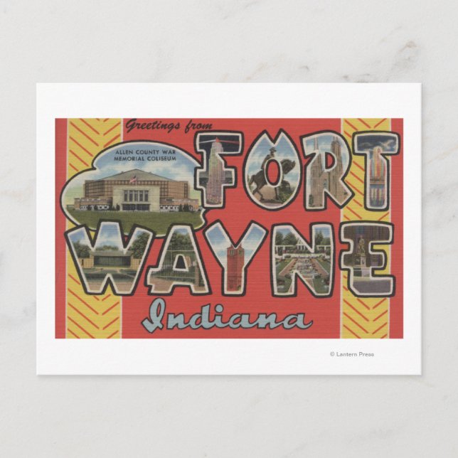 Fort Wayne, Indiana - Large Letter Scenes Postcard (Front)