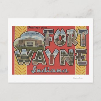 Fort Wayne  Indiana - Large Letter Scenes Postcard by LanternPress at Zazzle