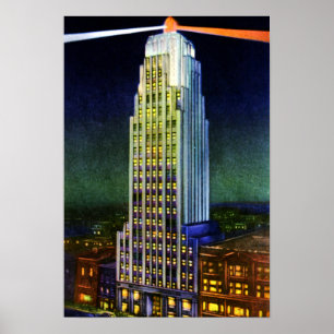 Fort Wayne Indiana Lincoln Tower at Night Poster