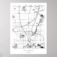 Fort Wayne Indiana Modern Minimal Simple Map