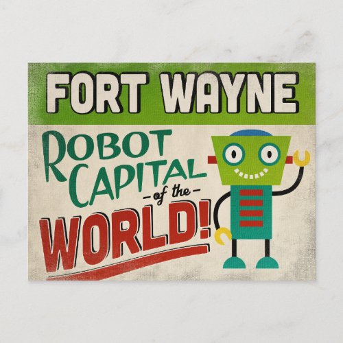 Fort Wayne Indiana Robot _ Funny Vintage Postcard