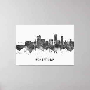 Fort Wayne Indiana Skyline BW Canvas Print