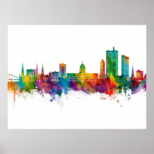 Fort Wayne Indiana Skyline Poster