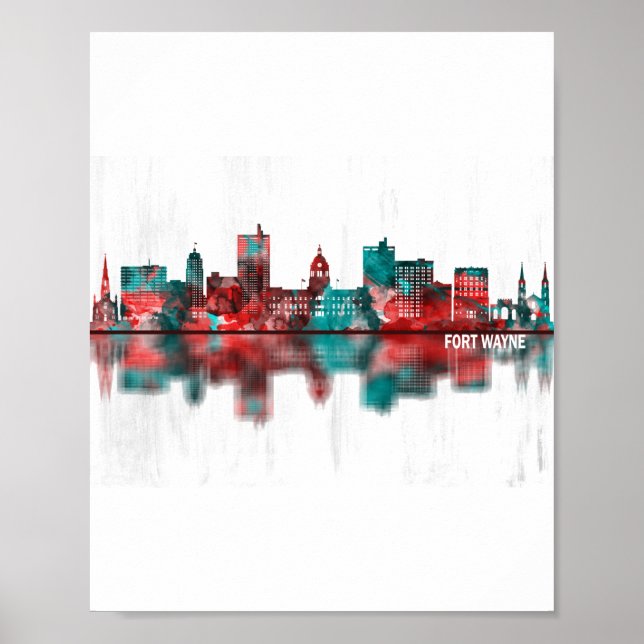 Fort Wayne Indiana Skyline Poster (Front)