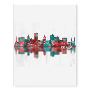 Fort Wayne Indiana Skyline Temporary Tattoos