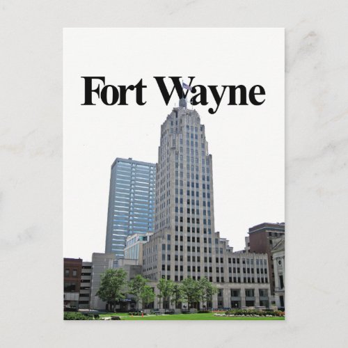 Fort Wayne Indiana Skyline wFort Wayne in the Sky Postcard
