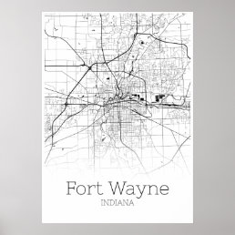 Fort Wayne Map - Indiana - City Map Poster