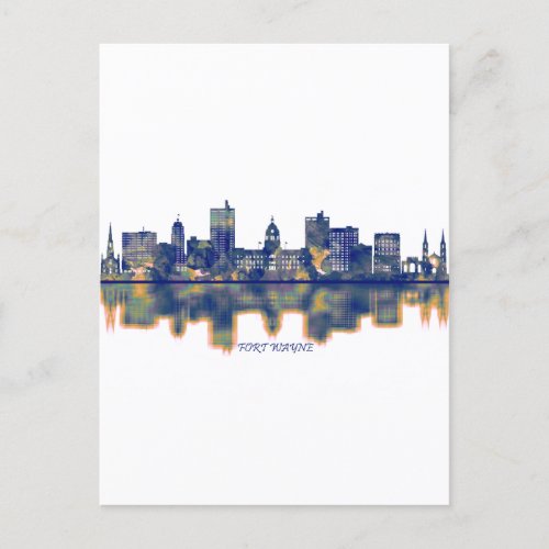 Fort Wayne Skyline Holiday Postcard
