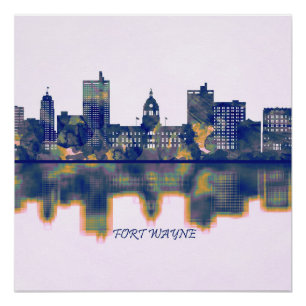 Fort Wayne Skyline Poster